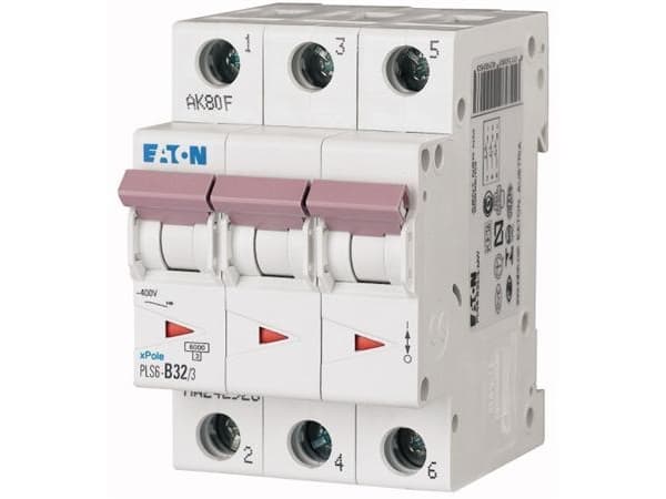 EATON Automaattisulake, 3-napainen, 32A, C-ominaisuus, 6 kA, 400 V, leveys 3 moduulia