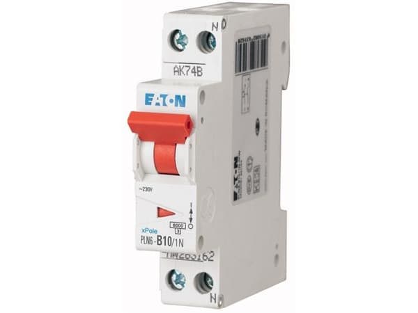 EATON Automatisk säkring, 2-polig, 10A, B-karaktär, 6 kA, 230 V, bredd 1 modul
