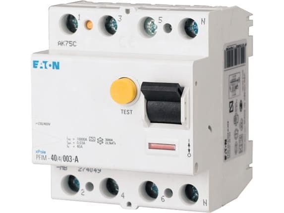 EATON Vikavirtalaite, 4-napainen, 300 mA, luokka A, leveys 4 moduulia, valikoiva