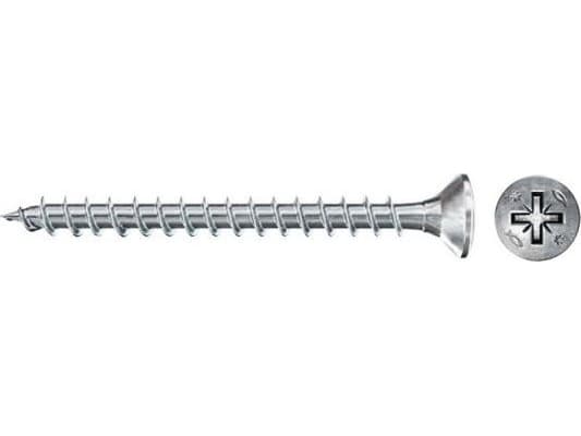 Fischer 670204, Skruv, Metall, Trä, Allmän användning, Helt gängad, Platt huvud