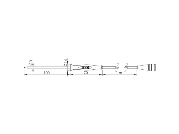 Greisinger GF1T-E3-B-BNC Indstikssensor -70 til +250 °C Sensortype Pt1000