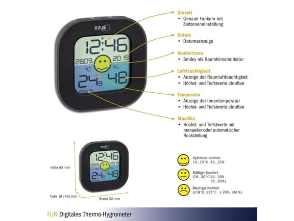 TFA-Dostmann FUN, Digital, Torg, AAA, 1,5 V, 88 mm, 19 mm