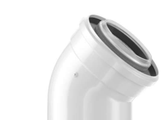 Bosch DN80/125 - 45° mutka - Tasapainotettu ulostulo - Yksiosainen.