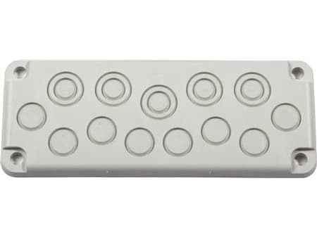 FIBOX Seinäkaapin tyhjä laippa EK polykarbonaatti koko 2 280mm laatikon sivulle ilman ruuveja 8 x M20 + 5 x M16/25