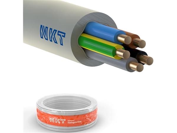 NKT Asennuskaapeli, halogeeniton 5G1,5 mm² NOIKLX90 vaaleanharmaa 300/500V, rengas, ulkomitta max. 11,0 mm - (100 metriä)