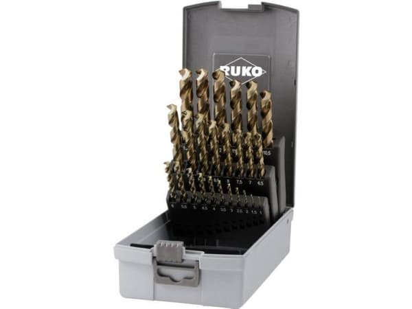 RUKO 228215RO HSSE-Co 5 Metallspiralborrset 25 delar DIN 338 3-bladigt handtag 1 sats
