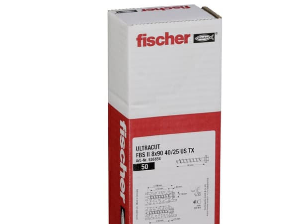 Fischer 536854, Skruv, Betong, Allmän användning, Pozidriv, TX40, Rostfritt stål