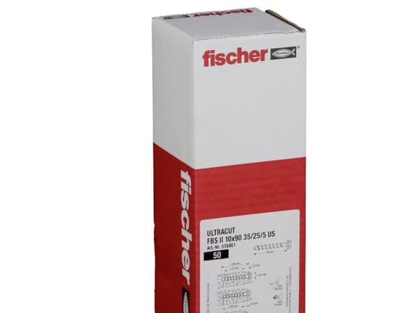Fischer 536861, Ruuvi, Betoni, Hex, Ruostumaton teräs, 90 mm, 50 kpl