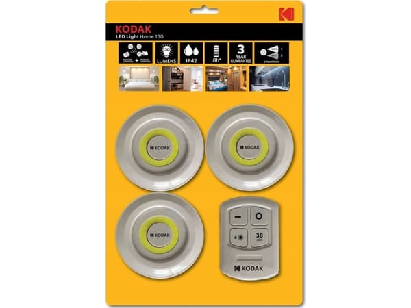Kodak 3x lamput Langattomat lamput Kaukosäädin Ajastin Kodak Home 130 - Hvid