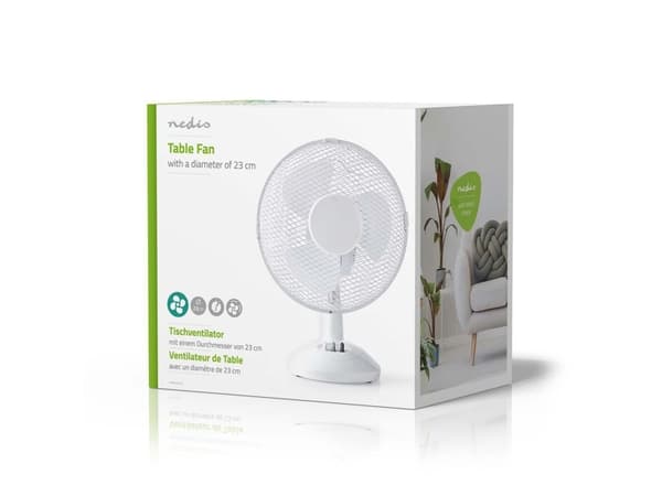 Nedis - Kjølevifte - bordtopp - 23 cm - CEE 7/16 - hvit