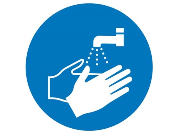 Myynninedistämiskyltti Käsienpesu , Hygienia ja etäisyys N/A Itsekiinnittyvä folio (Ø) 50 mm ISO 7010 6 kpl