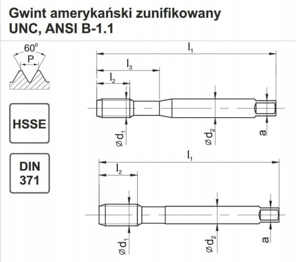 FANAR TAP UNC 5/16-18 DIN-371B (2B) HSSE 800
