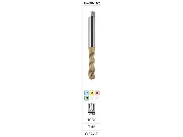 FANAR TAP M10x1,25 DIN-371C R40 (6H) HSSE TIN 800X
