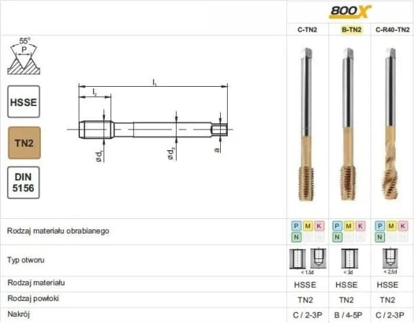 Fanar THREAD G 1/2" DIN-5156B HSSE TIN 800X