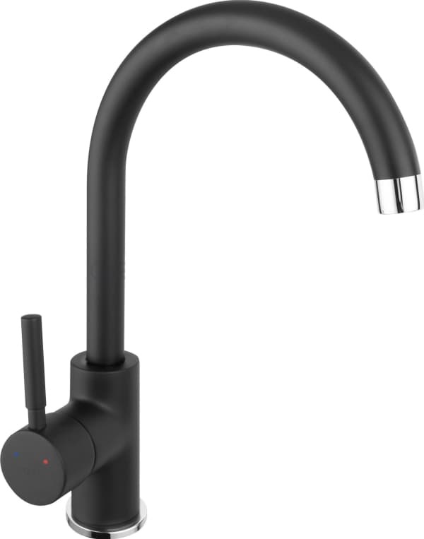 Kitchen Faucet Ferro BAT.LUGIO SINK 1-HOLE CHROME-BLACK FERRO // BF.BLG4BL