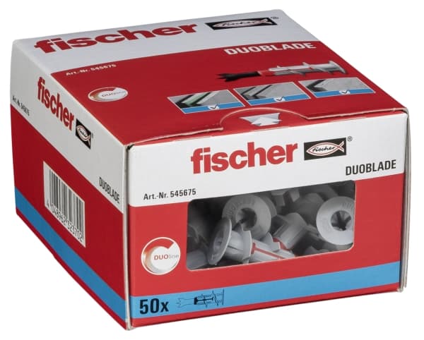 Fischer 545675, Veggplugg, Gipsplater, 44 mm, 4 mm, 5 mm, 50 stykker
