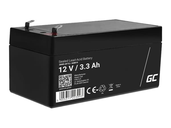 Green Cell - UPS-batteri - 1 x batteri - Sealed Lead Acid (SLA) - 3.3 Ah - svart
