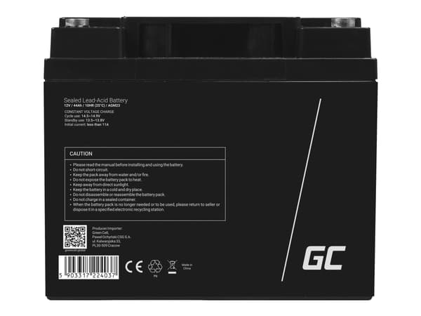 Green Cell - UPS-batteri - 1 x batteri - Sealed Lead Acid (SLA) - 44 Ah - svart