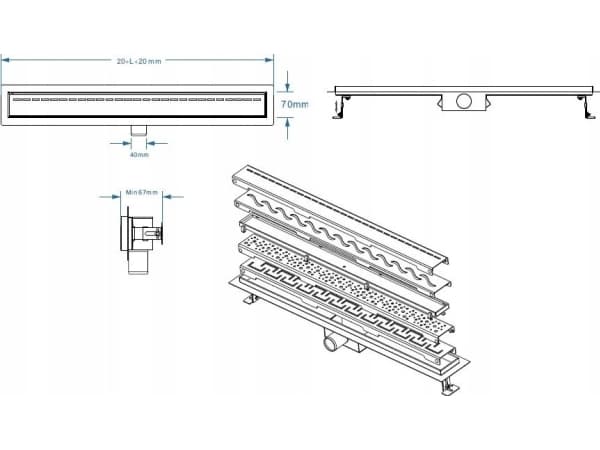 Hydroland HYDROLAND LINE SLEEK 700 sorteringsglas // OD.H.SLEEK-700-sort