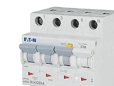 EATON Kombibrytare - RCBO 16A Utlösningsström 300mA, C-karakteristik, typ A, 3-polig + neutral, bredd 72 mm