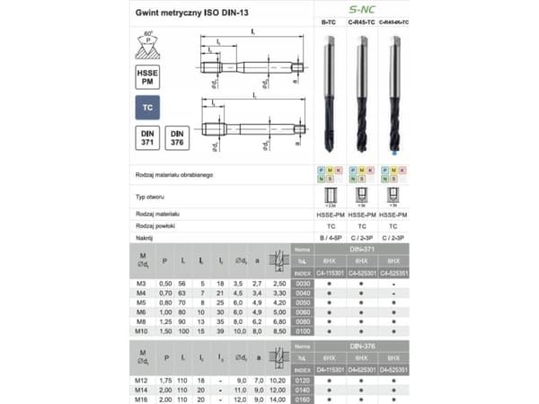 TUULETINHANA M16 DIN-376C R45 (6H) HSSE-PMS TICN S-NC