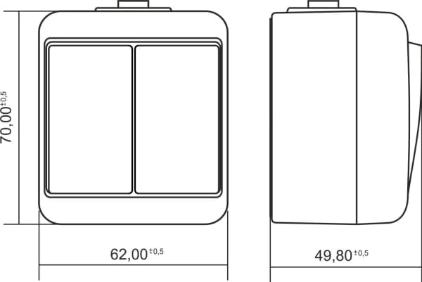 Karlik WHE-7, Trykknapkontakt, IP54, 250 V, 10 A