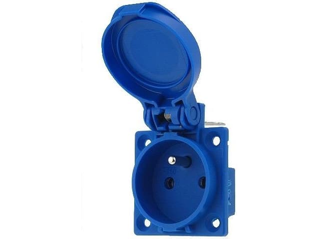 PCE Panel socket 10/16A 2P + Z 230V blue IP54 (1040-0b)