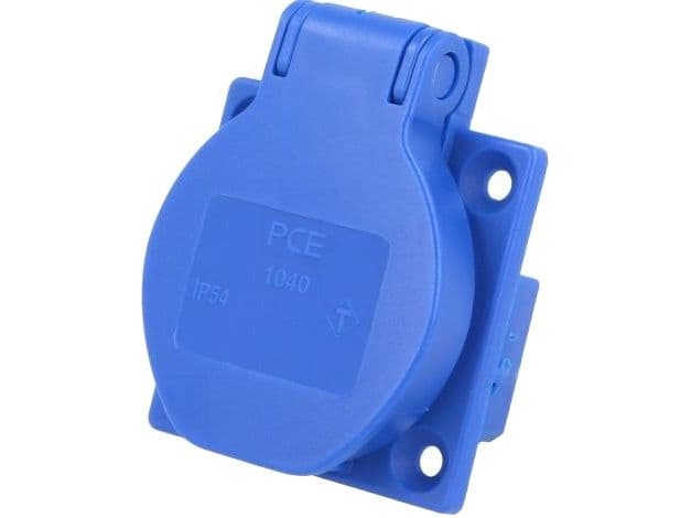 PCE Panel socket 10/16A 2P + Z 230V blue IP54 (1040-0bs)