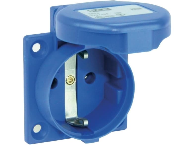 PCE Panel socket 10/16A 2P + Z SCHUKO 230V blue IP54 (105-0b)
