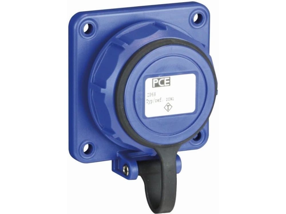 PCE Panel socket 10/16A 2P + Z 230V 75 x 75 blue IP68 NAUTILUS (20341-8b)