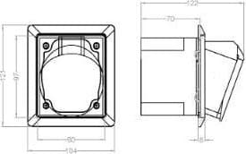 Pistorasia ja rasia 16A 5P 400V /80x97/ punainen IP44 TWIST 415-6pkr