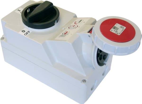 Fast uttag med 0-1-omkopplare stor 32A 5P 400V IP67 /mekanisk spärr/ 75252-6