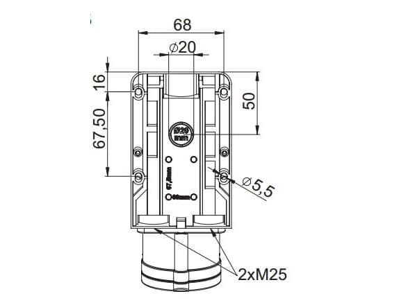PCE Combi socket with disconnector 0-1 16A M25 16/5 400V IP44 915-6w
