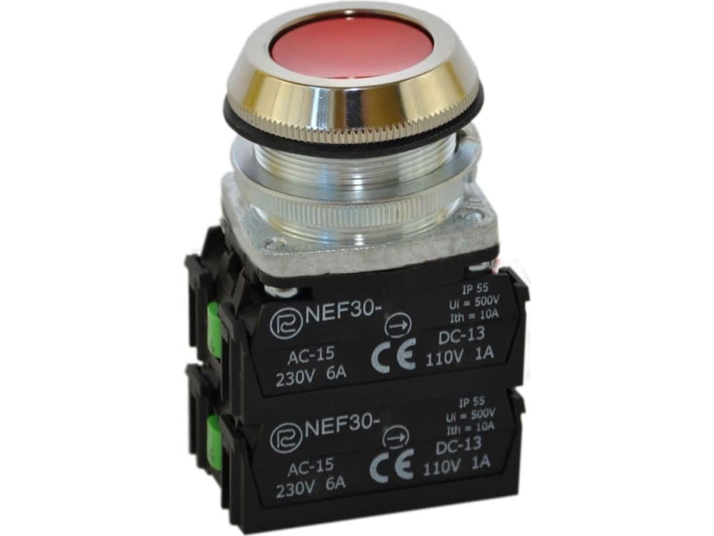 Promet 30mm red push button 2Z 2R (W0-NEF30-K 2X2Y C)