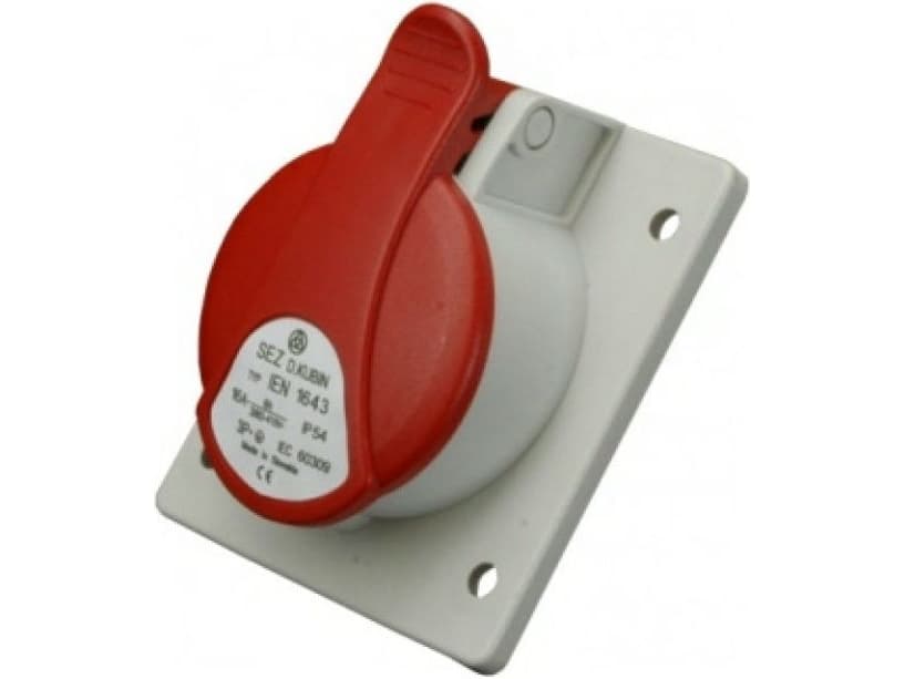 SEZ Slanted panel socket 5P 16A 400V flush-mounted red with box IP44 (GTPN 1653)