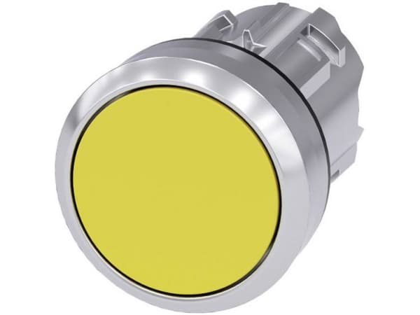 Siemens 3SU1050-0AB30-0AA0 Tryckknapp Frontring metall, högglans, rund knapp Silver, gul 1 st