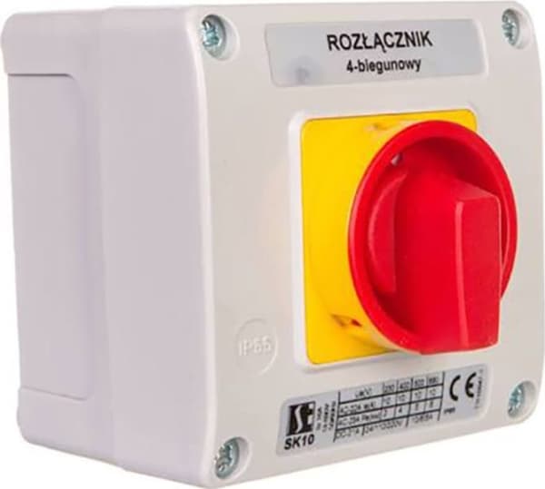 Spamel Cam switch 0-1 7P 10A in housing OB11 with yellow/red lockable front (SK10-4.8240OB11ZC)