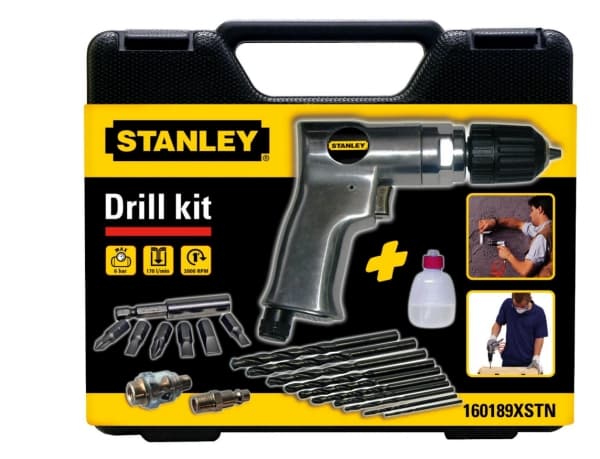 Stanley 6 bar pneumatisk drill med selvklemmende chuck + koffert - 160189XSTN
