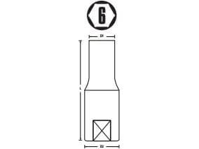 STØTTE 1/4" 9mm 6-punkts LANG MAXI-DRIVE STANLEY STMT73203-8B