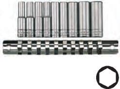 Teng Tools sexkantshylsor 1/4" 4-13mm långa 9st (73090102)