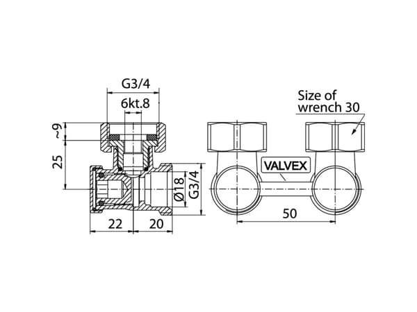 Valvex Patteriventtiili 1/2x3/4"1480070