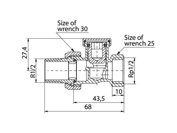 Valvex Suora patteriventtiili VECTOR 1/2" 4420080 4420080