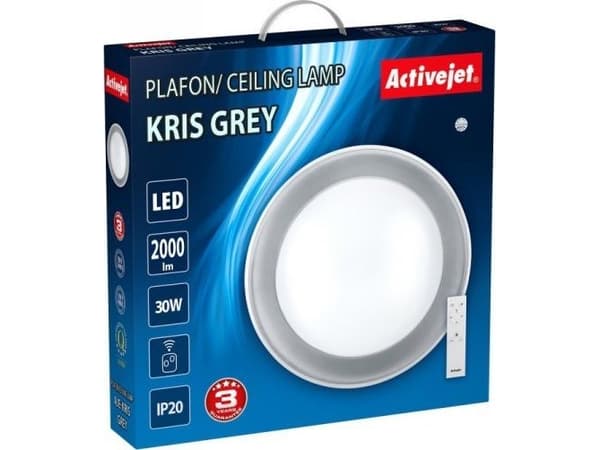 Activejet Plafon LED AJE-KRIS Grey + pilot, 80 ampuller, LED, Ikke-utskiftbare pærer, 4000 K, 2000 lm, IP20
