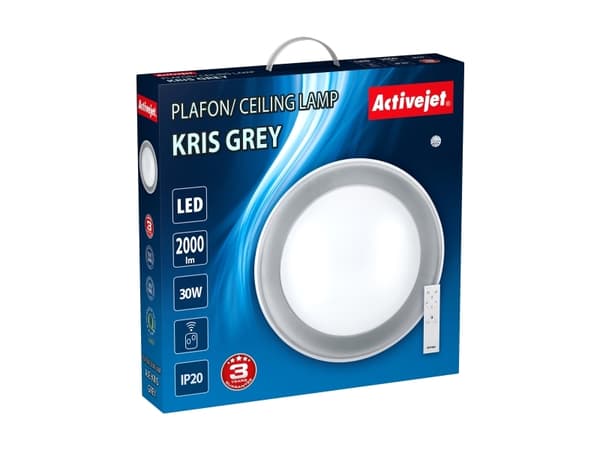 Activejet Plafon LED AJE-KRIS Grey + pilot, 80 ampuller, LED, Ikke-utskiftbare pærer, 4000 K, 2000 lm, IP20