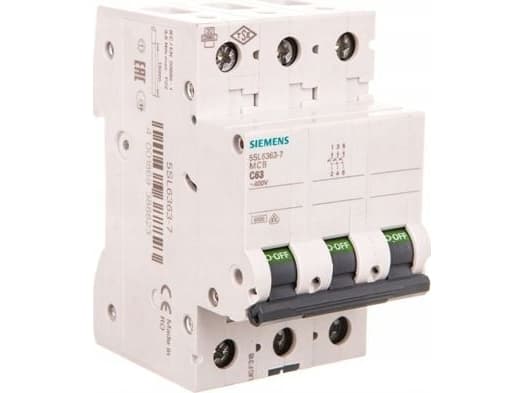 Siemens 5SL63637 5SL6363-7 Ledningssikkerikkerhedsafbryder 3-flight 63 A 400 V