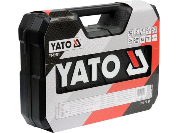 Yato YT-12691, Pipenøkkelsett, 82 stykker, Kromfarget, Kromvanadiumstål, 6,5 kg