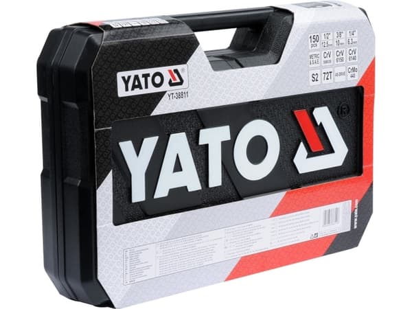 Yato YT-38811, Pipenøkkelsett, 150 stykker, Kromfarget, Kromvanadiumstål, 12 kg, 20,21,22,24 mm