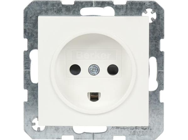 BERKER Uttag med dansk jord 3-polig, designserie S./B. vit