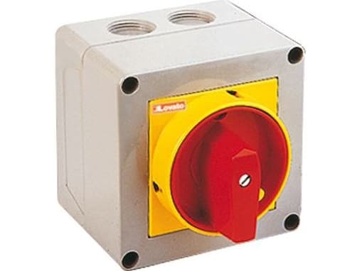 LOVATO Electric Cam switch 0-1 3P 16A recessed with yellow/red knob locked with padlock (GX1610P25)