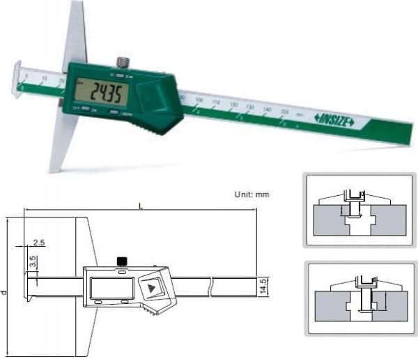 Insize GLEBOKOSC. DIGITAL 200/100 MAGF HAKE DWUSTR.